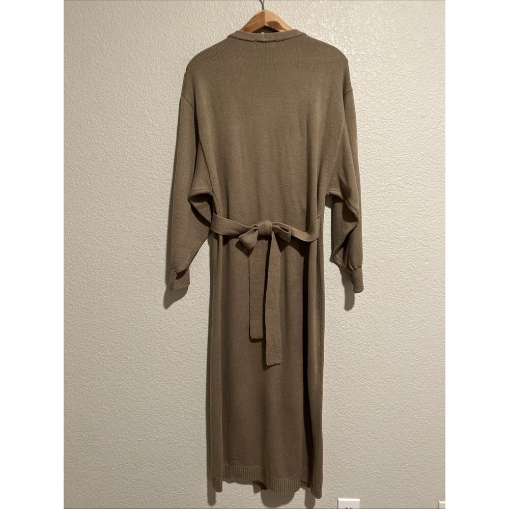 NEW Mable Minimalist Luxury Jovie Sweater Midi Dress Academia Taupe Wrap Duster - Picture 8 of 9